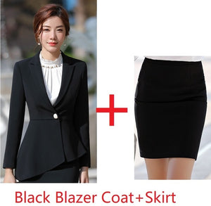Ladies Professional Formal Women Business Suits With Irregular Jackets Coat and Skirt 2019 Spring Summer Uniform Styles Blazers
