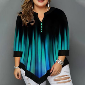 Plus Size 5XL Striped Blouses Women's Tunics 3/4 Sleeve Print Irregular Ladies Blouse 2020 Spring Summer Casual Female Tunic Top