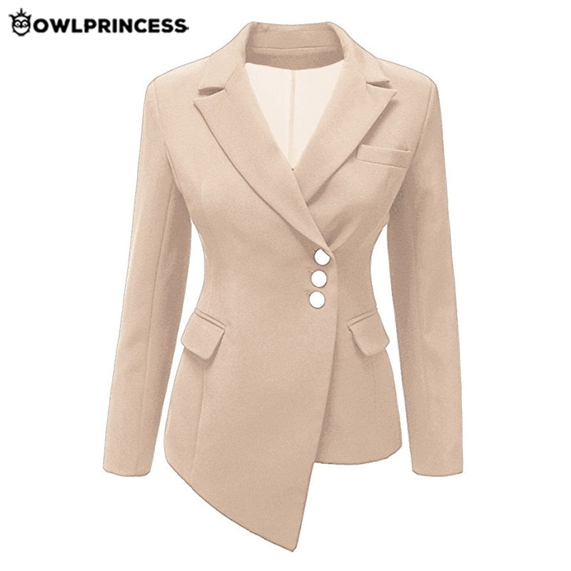 madam clothing OWLPRINCESS Plus Size  Business Blazer Black Blazer Mujer Irregular Ladies  Blazer Slim Short Suit Coat blazer