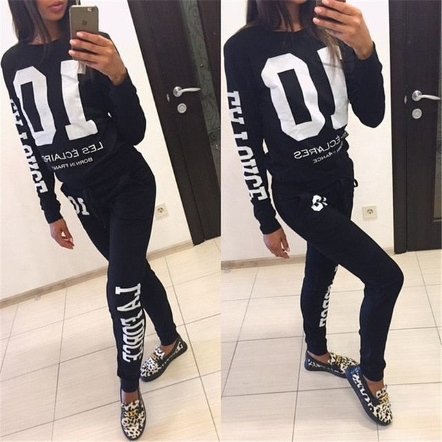 2019 Autumn Queen pattern print Tracksuit set women casual o neck long sleeve hoodies set Lady fashion winter Sweatshirt suits