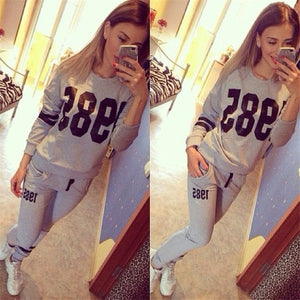 2019 Autumn Queen pattern print Tracksuit set women casual o neck long sleeve hoodies set Lady fashion winter Sweatshirt suits