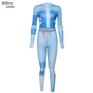 Sisterlinda Fashion Active Wear Woman Tracksuits 2Pices Female Set New Crop Top Women Print Legging Sportswear Sports Suit Mujer