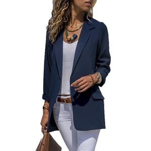 Women's Casual Slim Blazer Jacket Coat Ladies Fashion Party Fitted Top Solid color OL Blazers