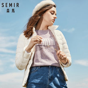 SEMIR 2019 Down Winter Jacket Women Cotton Short Jackets New Down Padded Hooded Warm Autumn Slim Coat Female Casual Tops