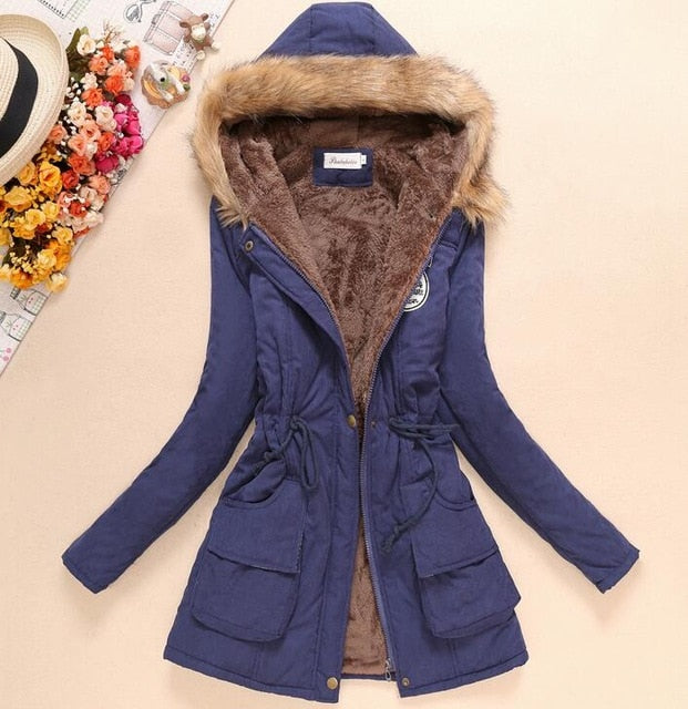 new winter women jacket medium-long thicken plus size 4XL outwear hooded wadded coat slim parka cotton-padded jacket overcoat