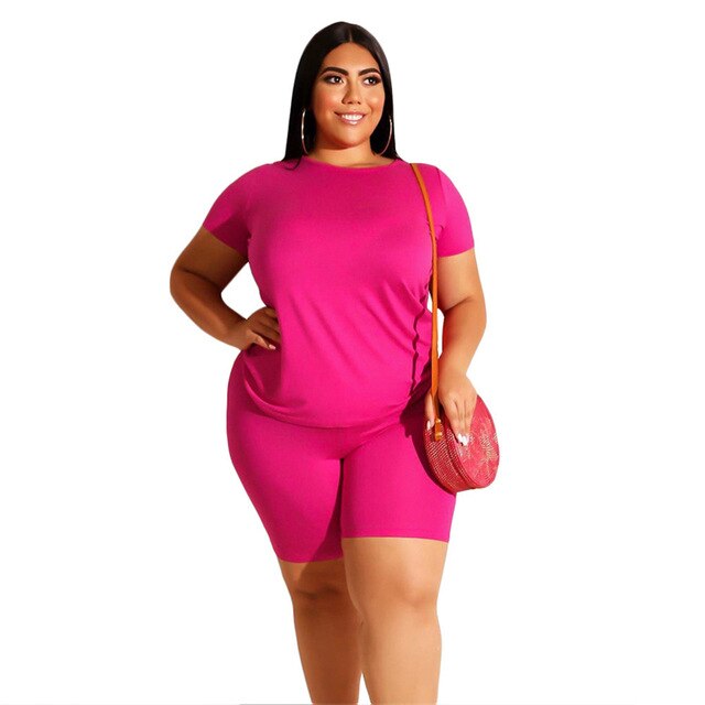 Plus Size 2 Piece Set Women Summer Casual Loose Shirt and Shorts Sweat Suits Woman Two Pieces Sets Wholesale Dropshipping