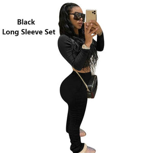 Wuhaobo 2 Piece Set Women Crop Top And Stacked Pants Summer Clothes Streetwear Matching Sets Short Sleeve Club Outfits Female