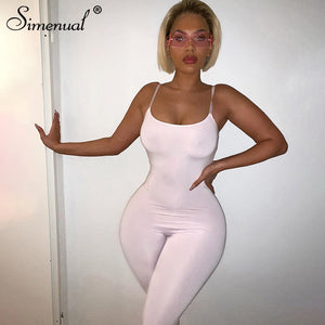 Simenual Strap Casual Bodycon Rompers Womens Jumpsuit Workout Active Wear Sleeveless 2020 Summer Solid Jumpsuits Skinny Fashion