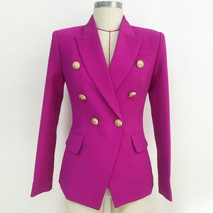 HIGH STREET 2020 New Designer Blazer Women's Double Breasted Lion Buttons Slim Fitting Gorgeous Purple Blazer Jacket