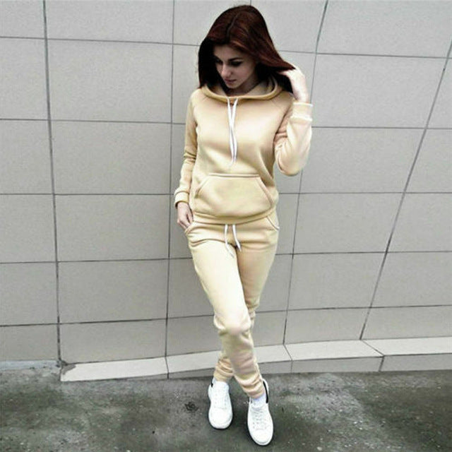 2020 Autumn Winter 2 Piece Set Women Hoodie Tops Pants Tracksuit Pullover Sweatshirt Trousers With Pockets Tracksuit Suits