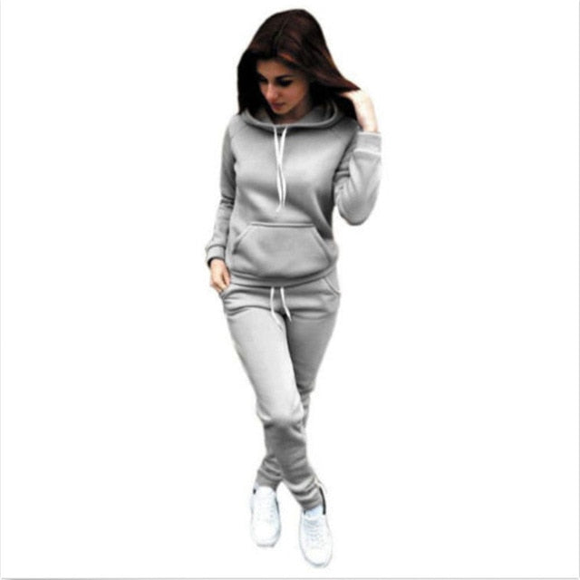 2020 Autumn Winter 2 Piece Set Women Hoodie Tops Pants Tracksuit Pullover Sweatshirt Trousers With Pockets Tracksuit Suits