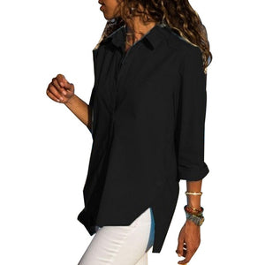 Women's Office Lady Chiffon Irregular Shirt Top Black White Red Long Sleeve Female Blouse 2020 Summer Shirts Tops Plus Size 5XL