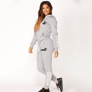 2020 Women Tracksuit 2 Piece Set Hooded Pants Suits Solid Casual Female Clothes With Pockets Zipper Conjunto Feminino Plus Size