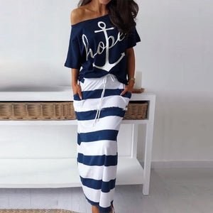 Sexy Off Shoulder Tops And Striped Shorts Suits Spring Summer Women Two Piece Sets Causal Printed Tracksuit Sportswear Outfit XL