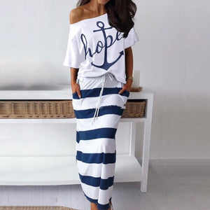 Sexy Off Shoulder Tops And Striped Shorts Suits Spring Summer Women Two Piece Sets Causal Printed Tracksuit Sportswear Outfit XL