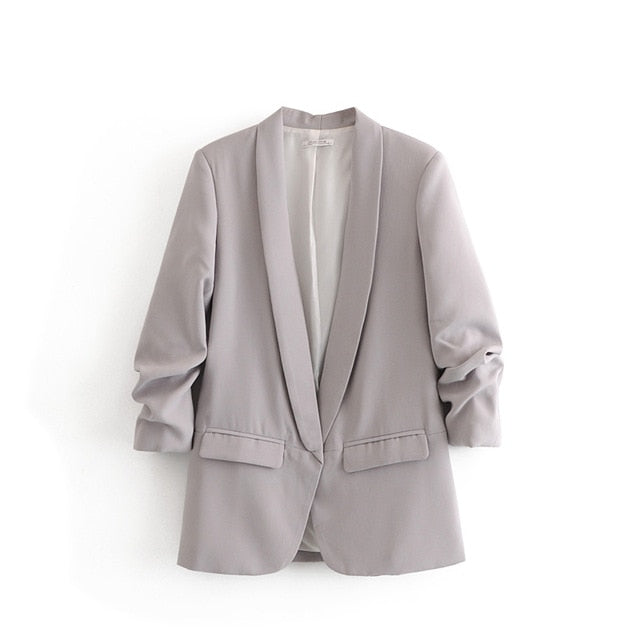 Pink Shawl Collar Elegant Office Ladies Workwear Blazer Long Sleeve Regular Fit Minimalist 2018 Women Autumn Blazer 7 Colors