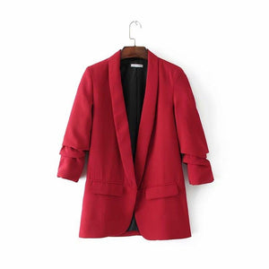 Pink Shawl Collar Elegant Office Ladies Workwear Blazer Long Sleeve Regular Fit Minimalist 2018 Women Autumn Blazer 7 Colors