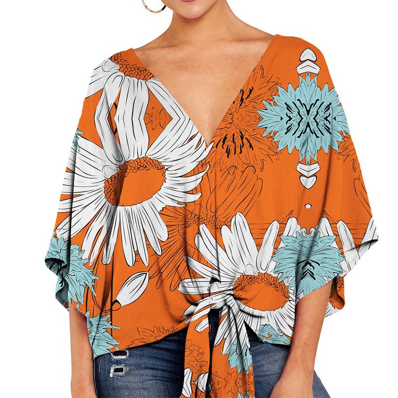 Summer Plus Size 5XL Print Leopard Women Blouse Batwing Sleeve Deep V-Neck Blouses Female 2020 Casual Loose Lace Up Ladies Tops