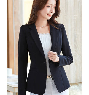 Women Blazer 2020 Formal Blazers Lady Office Work Suit Pockets Jackets Coat Slim Long Sleeve Casual Blazer Black Femme Jackets