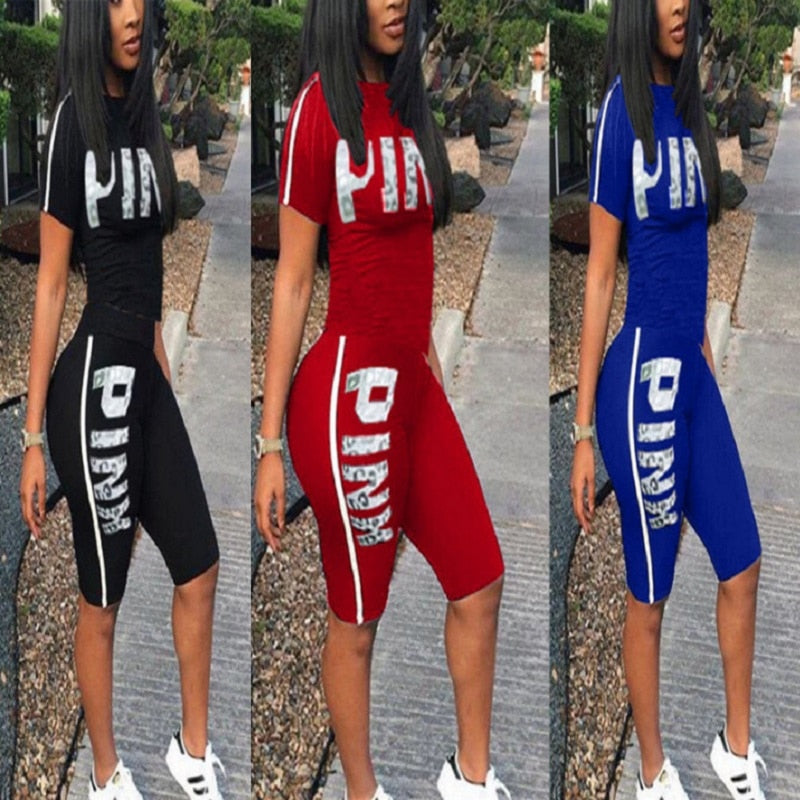 Summer Women's Hot Sale Letter Pattern Printing Fashion Personality Casual Sportswear Suit Conjuntos De Mujer Ensemble Femme