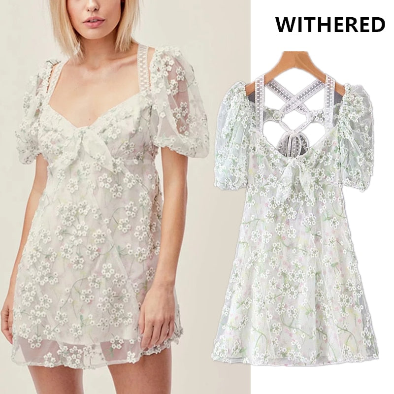 Withered  2019 vestidos ins vintage fashion blogger bandage sexy embroidery vestidos de fiesta de noche mini party dress blazers