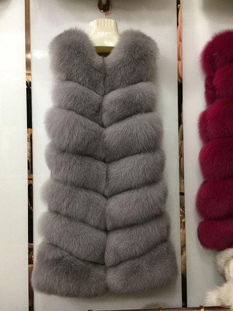 Jancoco Max 2019 New Real Fox Fur Vest High Quality Women's Waistcoat Winter Coat 7 Rows Thick Warm Gilet S7161