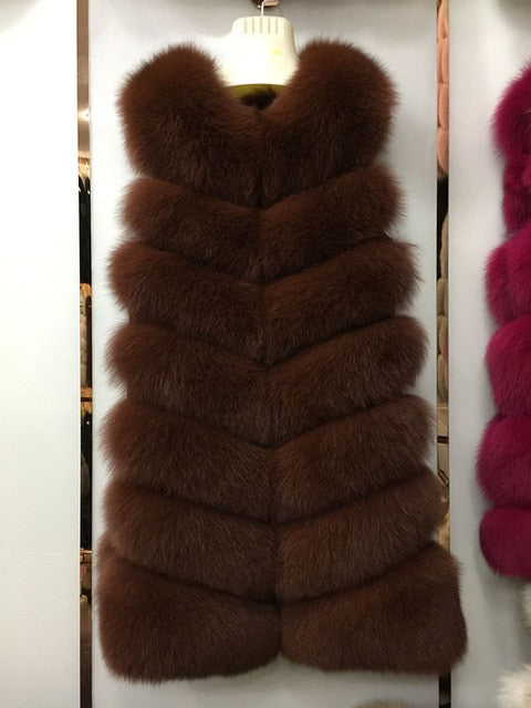 Jancoco Max 2019 New Real Fox Fur Vest High Quality Women's Waistcoat Winter Coat 7 Rows Thick Warm Gilet S7161