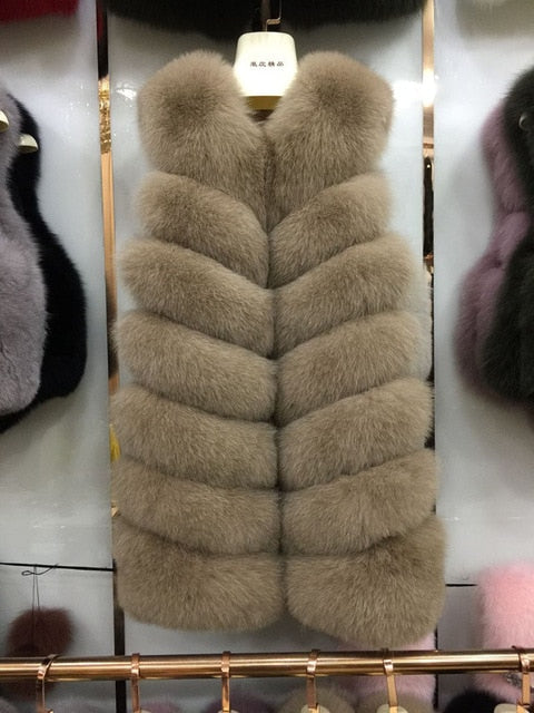 Jancoco Max 2019 New Real Fox Fur Vest High Quality Women's Waistcoat Winter Coat 7 Rows Thick Warm Gilet S7161