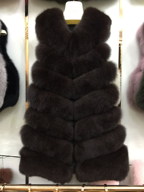 Jancoco Max 2019 New Real Fox Fur Vest High Quality Women's Waistcoat Winter Coat 7 Rows Thick Warm Gilet S7161