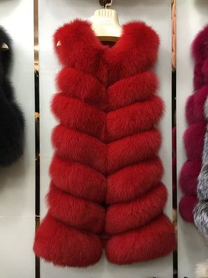 Jancoco Max 2019 New Real Fox Fur Vest High Quality Women's Waistcoat Winter Coat 7 Rows Thick Warm Gilet S7161