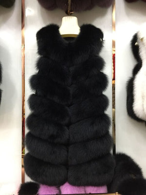 Jancoco Max 2019 New Real Fox Fur Vest High Quality Women's Waistcoat Winter Coat 7 Rows Thick Warm Gilet S7161