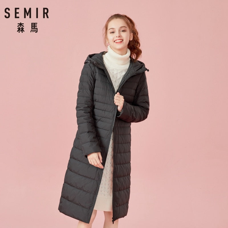 SEMIR Hood Parkas Female Outerwear Casaco Feminino Women Winter Jacket 2018 Fashion Thicken Cotton Padded Long Coat Women